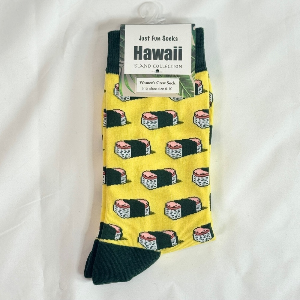 NWT - Just Fun Socks Hawaii Sushi Crew Socks Women’s 6-10 Island Collection - Picture 2 of 2